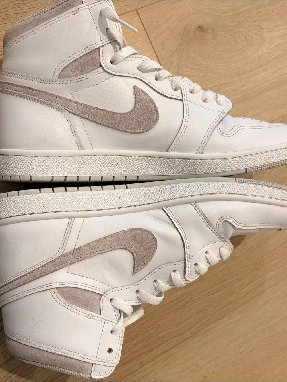 Jordan Lace-Up High Top Boots in White and Light Taupe